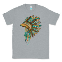 Heather Grey indian leopard headdress blue Classic Tee - BarkalooDesign
