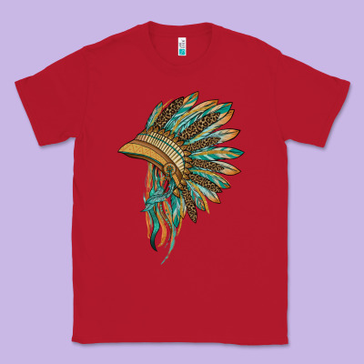 Indian Leopard Headdress Blue Classic Tee Designed By Barkaloodesign