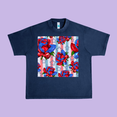 Patriotic Roses Urban Heavy Tee Designed By Bundleandbundleshop