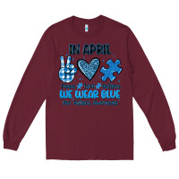 Burgundy in april we wear blue Long Sleeve Tee - JahusDesignShop