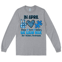 Heather Grey in april we wear blue Long Sleeve Tee - JahusDesignShop
