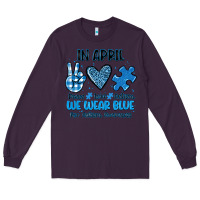 Plum in april we wear blue Long Sleeve Tee - JahusDesignShop