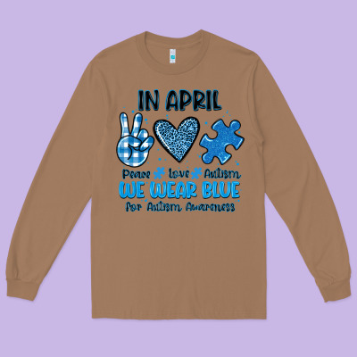 In April We Wear Blue Long Sleeve Tee Designed By Jahusdesignshop