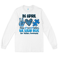 White in april we wear blue Long Sleeve Tee - JahusDesignShop