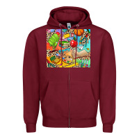 Burgundy school elements Zipper Hoodie - NancyCooperArtShop