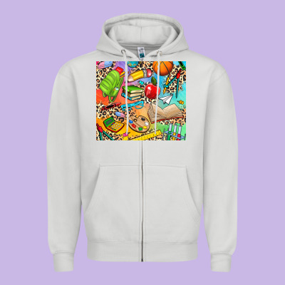 School Elements Zipper Hoodie Designed By Nancycooperartshop