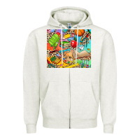 Oatmeal Heather school elements Zipper Hoodie - NancyCooperArtShop