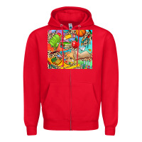 Red school elements Zipper Hoodie - NancyCooperArtShop