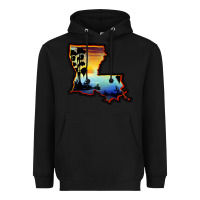 Black louisiana  sunset map Heavyweight Hoodie - BarkalooDesign