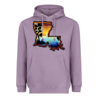 Lavender louisiana  sunset map Heavyweight Hoodie - BarkalooDesign