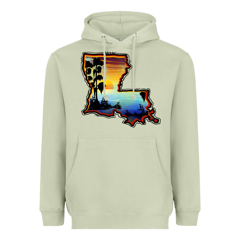 Louisiana  Sunset Map Heavyweight Hoodie by BarkalooDesign | Teevron