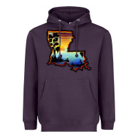 Plum louisiana  sunset map Heavyweight Hoodie - BarkalooDesign