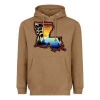 Toasted Coconut louisiana  sunset map Heavyweight Hoodie - BarkalooDesign