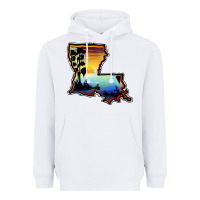 White louisiana  sunset map Heavyweight Hoodie - BarkalooDesign