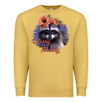 Antique Gold Classy But a Little Thrashy Raccoon with Flowers Premium Sweatshirt - Bettercallsaul