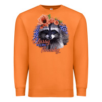 Classy But A Little Thrashy Raccoon With Flowers Premium Sweatshirt | Teevron