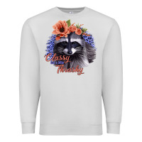 Dove Grey Classy But a Little Thrashy Raccoon with Flowers Premium Sweatshirt - Bettercallsaul