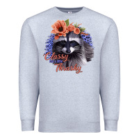 Heather Grey Classy But a Little Thrashy Raccoon with Flowers Premium Sweatshirt - Bettercallsaul