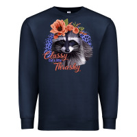 Navy Classy But a Little Thrashy Raccoon with Flowers Premium Sweatshirt - Bettercallsaul