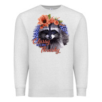 Oatmeal Heather Classy But a Little Thrashy Raccoon with Flowers Premium Sweatshirt - Bettercallsaul