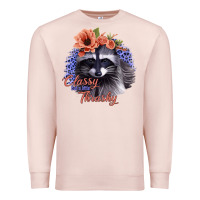 Pale Pink Classy But a Little Thrashy Raccoon with Flowers Premium Sweatshirt - Bettercallsaul