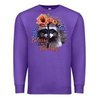Purple Classy But a Little Thrashy Raccoon with Flowers Premium Sweatshirt - Bettercallsaul