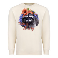 Sandshell Classy But a Little Thrashy Raccoon with Flowers Premium Sweatshirt - Bettercallsaul