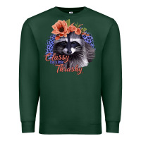 Sports Green Classy But a Little Thrashy Raccoon with Flowers Premium Sweatshirt - Bettercallsaul