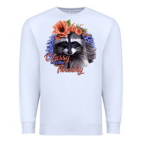 White Classy But a Little Thrashy Raccoon with Flowers Premium Sweatshirt - Bettercallsaul