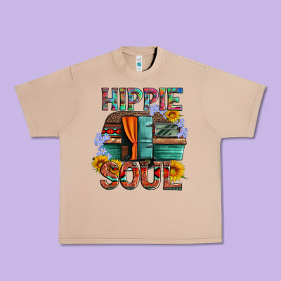 Hippie Soul With Caravan And Flowers Urban Heavy Tee Designed By Artiststas