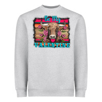 Heather Grey be my valentine with cow Heavyweight Sweatshirt - AdoDesignShop