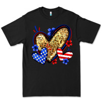 Black American flag heart leopard Premium Tee - Zillion Design Studio