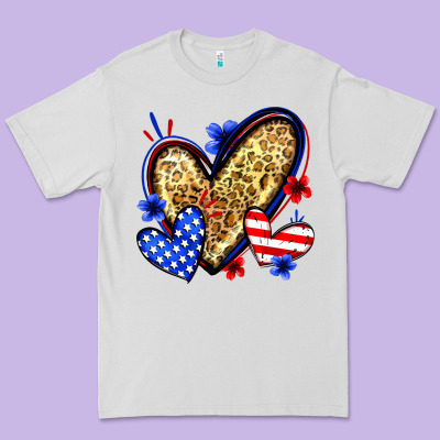 American Flag Heart Leopard Premium Tee Designed By Zillion Design Studio