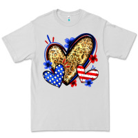 Dove Grey American flag heart leopard Premium Tee - Zillion Design Studio