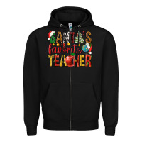 Black santas favorite teacher Zipper Hoodie - NancyCooperArtShop