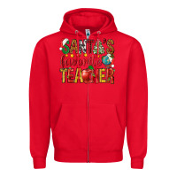 Red santas favorite teacher Zipper Hoodie - NancyCooperArtShop