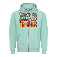 Seafoam santas favorite teacher Zipper Hoodie - NancyCooperArtShop