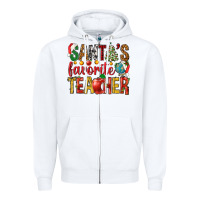 White santas favorite teacher Zipper Hoodie - NancyCooperArtShop