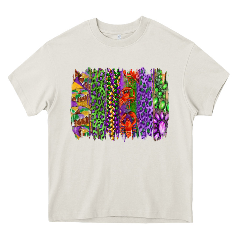Mardi Gras Brush Strokes King Cake And Craw Fish Heavy Core Tee by RanaPortraitStore | Teevron