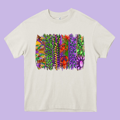 Mardi Gras Brush Strokes King Cake And Craw Fish Heavy Core Tee Designed By Ranaportraitstore