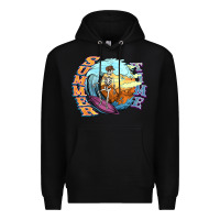 Black summer time skeleton surfing Premium Hoodie - NancyCooperArtShop