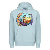 Blue Mist summer time skeleton surfing Premium Hoodie - NancyCooperArtShop