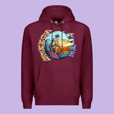 Summer Time Skeleton Surfing Premium Hoodie Designed By Nancycooperartshop