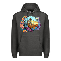 Charcoal Heather summer time skeleton surfing Premium Hoodie - NancyCooperArtShop