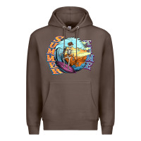 Coffee summer time skeleton surfing Premium Hoodie - NancyCooperArtShop