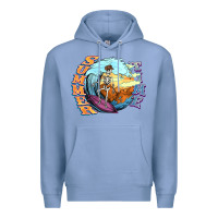 Colony Blue summer time skeleton surfing Premium Hoodie - NancyCooperArtShop