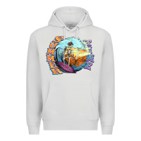Dove Grey summer time skeleton surfing Premium Hoodie - NancyCooperArtShop