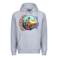 Heather Grey summer time skeleton surfing Premium Hoodie - NancyCooperArtShop