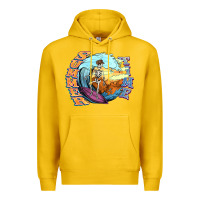 Lemon summer time skeleton surfing Premium Hoodie - NancyCooperArtShop