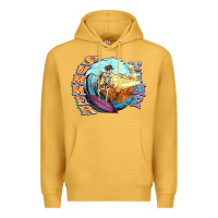 Mustard summer time skeleton surfing Premium Hoodie - NancyCooperArtShop